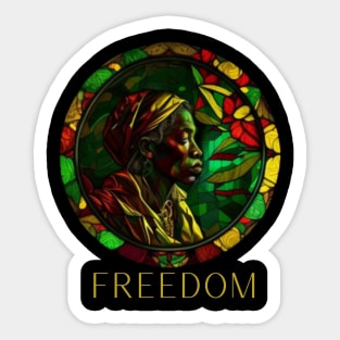 juneteenth, stained glass, african american girl, gift present ideas Sticker